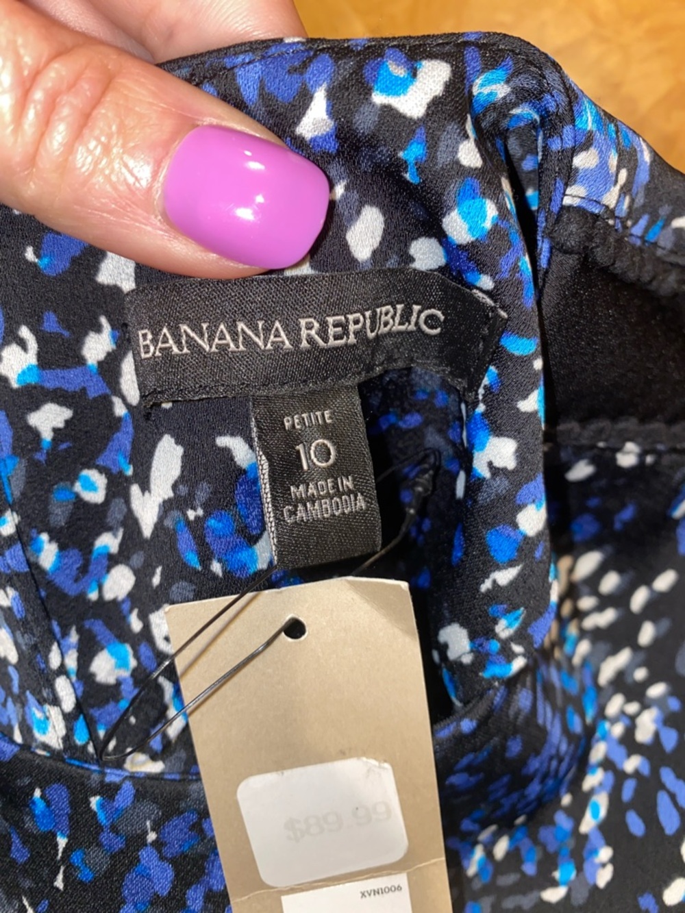 NWT! Banana Republic Black, Blue and White Speckled Long Sleeve Dress Size 10P - Picture 10 of 14